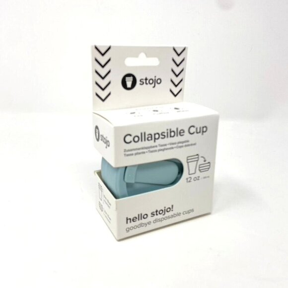 STOJO Collapsible 12 OZ Reusable To-Go Pocket Size Cup Hot/Cold Aquamarine - Picture 2 of 8